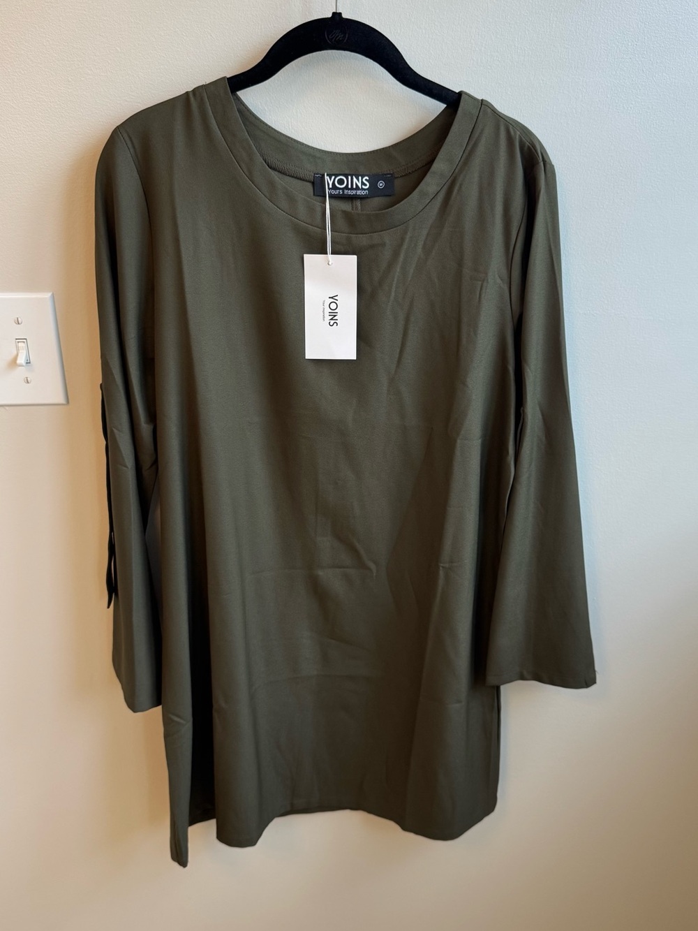 Yoins Popover Crew Neck Long Sleeve Dress - Medium
